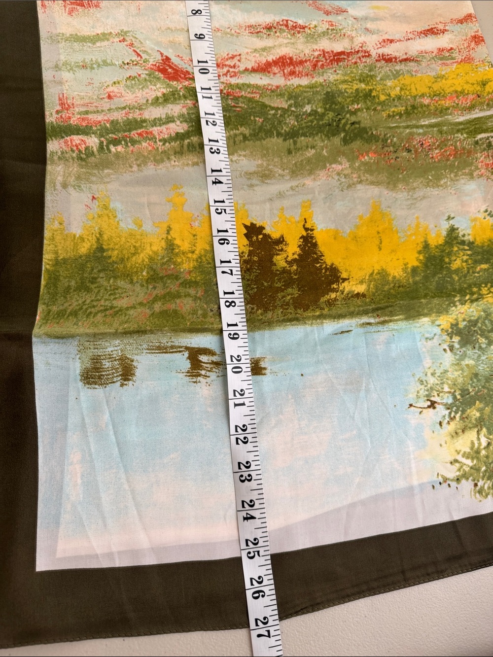 Silk Scarf Shawl Multicolor Landscape Print Lightweight Wrap Elegant Chic - Picture 11 of 13